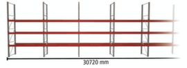 META Rayonnage à palettes MULTIPAL pour 88 palettes, largeur 30720 mm, 4 niveaux de stockage