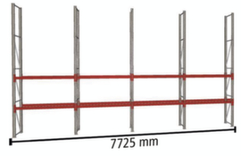 META Rayonnage à palettes MULTIPAL pour 16 palettes, largeur 7725 mm, 4 niveaux de stockage