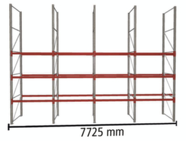 META Rayonnage à palettes MULTIPAL pour 16 palettes, largeur 7725 mm, 4 niveaux de stockage