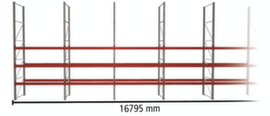 META Rayonnage à palettes MULTIPAL pour 48 palettes, largeur 16795 mm, 4 niveaux de stockage
