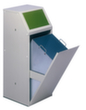 VAR Collecteur de matières recyclables avec rabat frontal, 69 l, RAL7032 gris silex, couvercle vert