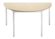 Table polyvalente semi-ronde tube carré, largeur x profondeur 1400 x 700 mm, panneau érable