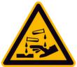 Panneau d'avertissement substances caustiques, étiquette
