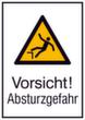 Panneau d'avertissement combiné « Attention ! Risque de chute », étiquette