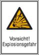 Signe de combinaison d'avertissement "Attention ! Risque d'explosion"., étiquette