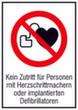 Panneau d'interdiction « Interdit aux personnes porteuses d'un stimulateur cardiaque », étiquette, Standard