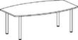Gera Table de conférence Basis, largeur x profondeur 2000 x 800 mm, panneau gris clair  S