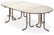 Table pliante quart de rond combinable, Ø 700 mm, panneau cerisier