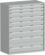 bott Armoire à tiroirs cubio surface de base 1300x650 mm, 9 tiroir(s), RAL7035 gris clair/RAL7035 gris clair