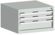 bott Armoire à tiroirs cubio surface de base 650x650 mm, 3 tiroir(s), RAL7035 gris clair/RAL7035 gris clair