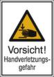 Signe de combinaison d'avertissement "Attention ! Danger de blessure à la main"., étiquette