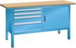 LISTA Établi avec tiroirs et armoires, 4 tiroirs, 1 armoire, RAL 5012 bleu clair/RAL 5012 bleu clair