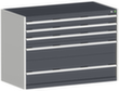 bott Armoire à tiroirs cubio surface de base 1300x750 mm, 5 tiroir(s), RAL7035 gris clair/RAL7016 gris anthracite