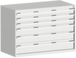 bott Armoire à tiroirs cubio surface de base 1300x650 mm, 6 tiroir(s), RAL7035 gris clair/RAL7035 gris clair