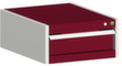 bott Armoire à tiroirs cubio surface de base 525x525 mm, 1 tiroir(s), RAL7035 gris clair/RAL3004 rouge pourpre