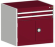 bott Armoire à tiroirs cubio surface de base 800x750 mm, 2 tiroir(s), RAL7035 gris clair/RAL3004 rouge pourpre