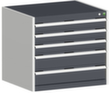 bott Armoire à tiroirs cubio surface de base 800x525 mm, 5 tiroir(s), RAL7035 gris clair/RAL7016 gris anthracite
