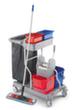 Raja Chariot de lavage humide avec presse à balais et porte-sacs à ordures, 2x15 l/2x6 l seau en ROUGE/BLEU  S