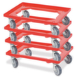 Kit de chariots à bac avec cadre en cornières acier ouvert, force 250 kg, rouge