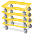 Kit de chariots à bac avec cadre en cornières acier ouvert, force 250 kg, jaune