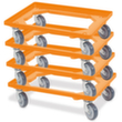 Kit de chariots à bac avec cadre en cornières acier ouvert, force 250 kg, orange