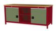Bedrunka + Hirth Etabli avec plateau en hêtre massif Piétement en plusieurs couleurs, 2 tiroirs, 2 armoires, 2 tablettes
