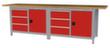 Bedrunka + Hirth Etabli avec plateau en hêtre massif Piétement en plusieurs couleurs, 6 tiroirs, 2 armoires