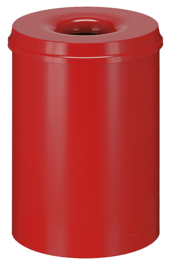 Corbeille à papier autoextinguible en acier, 30 l, rouge, partie supérieure rouge  ZOOM