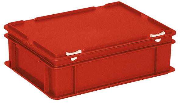 Conteneur Euronom avec couvercle à charnière, rouge, HxLxl 135x400x300 mm