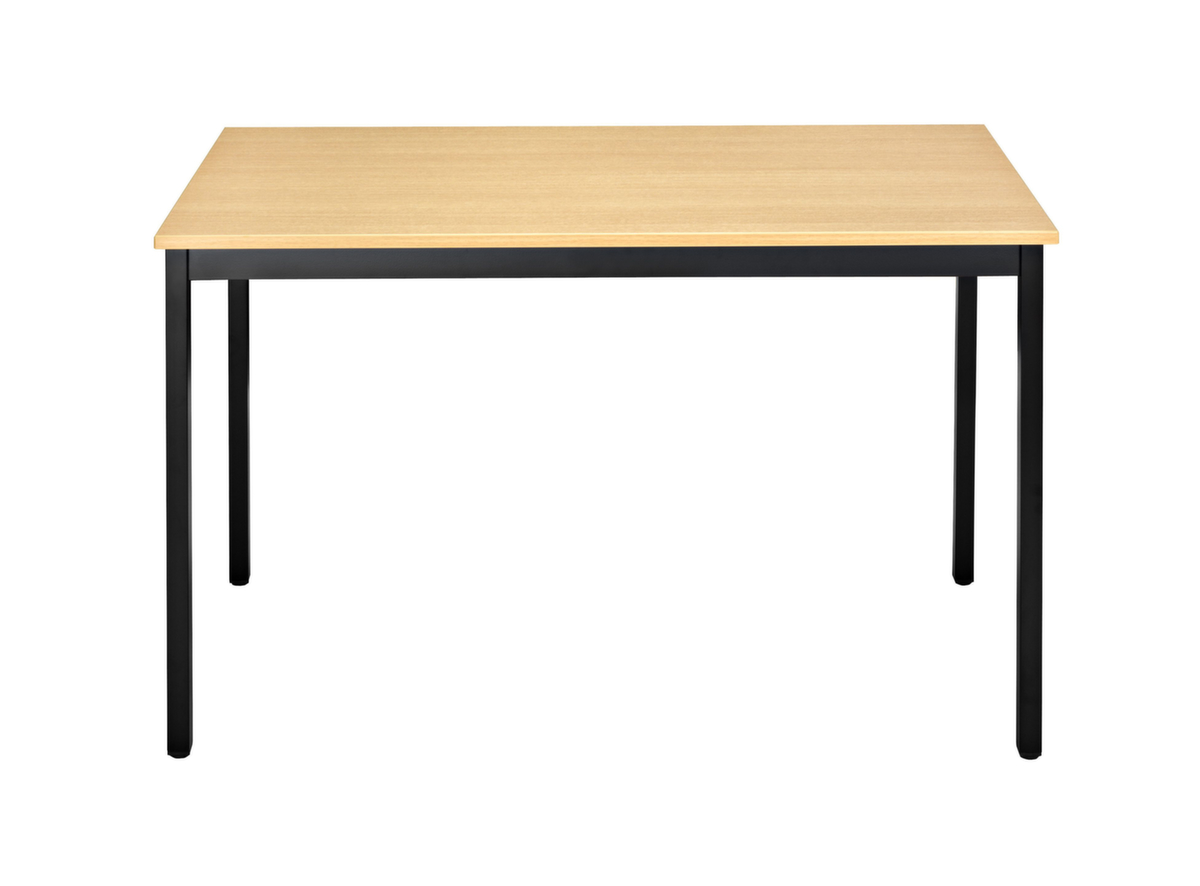 Table polyvalente rectangulaire en tube carré, largeur x profondeur 1400 x 700 mm, panneau hêtre