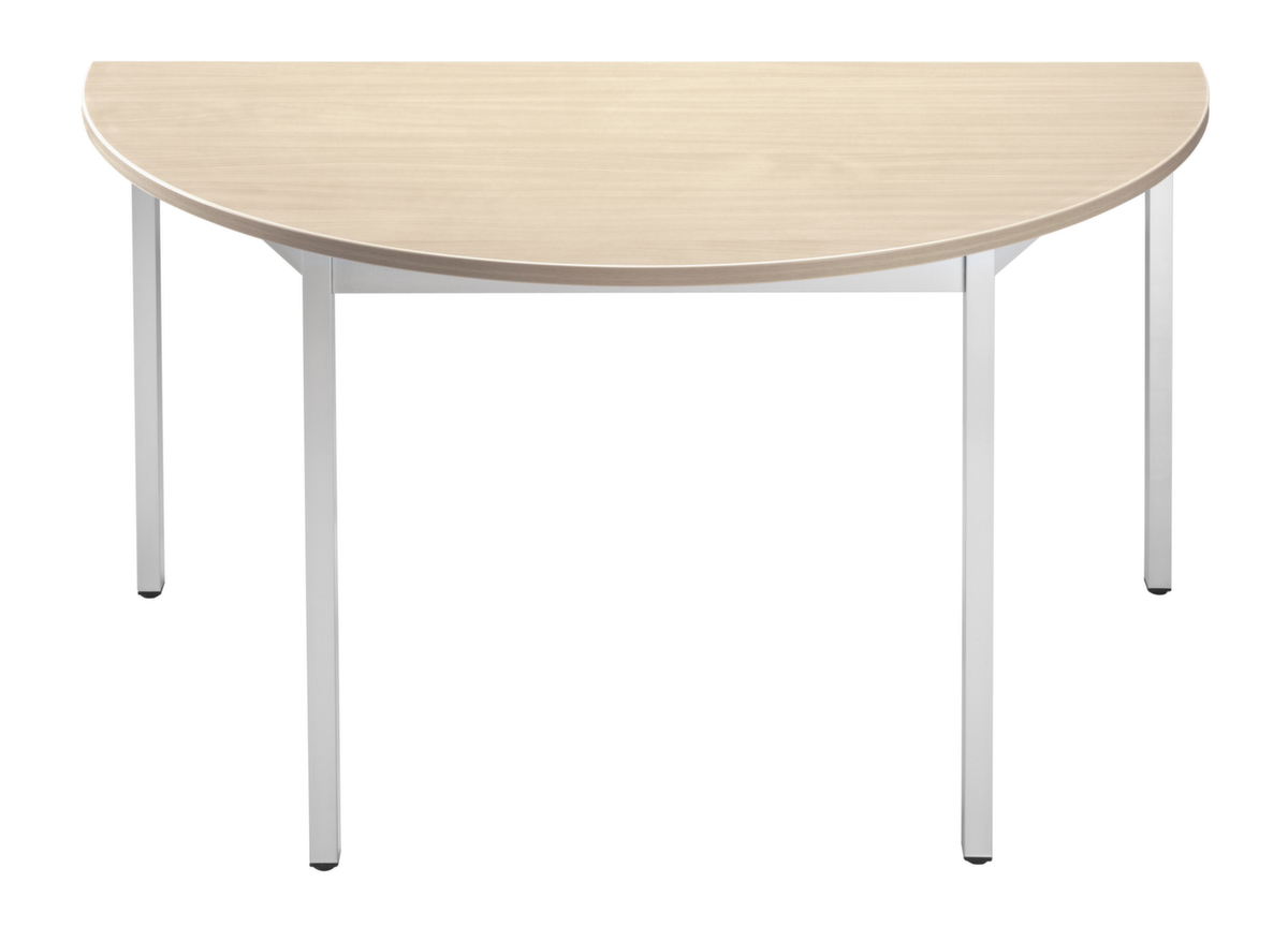 Table polyvalente semi-ronde tube carré, largeur x profondeur 1200 x 600 mm, panneau érable