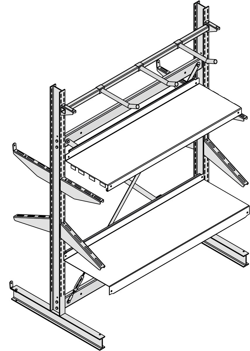 Rayonnage à Bras En Porte-à-faux STIER, Double, 1 Travée Avec 5 Niveaux 6500x2000x500 Mm Bleu Gentiane 86361679