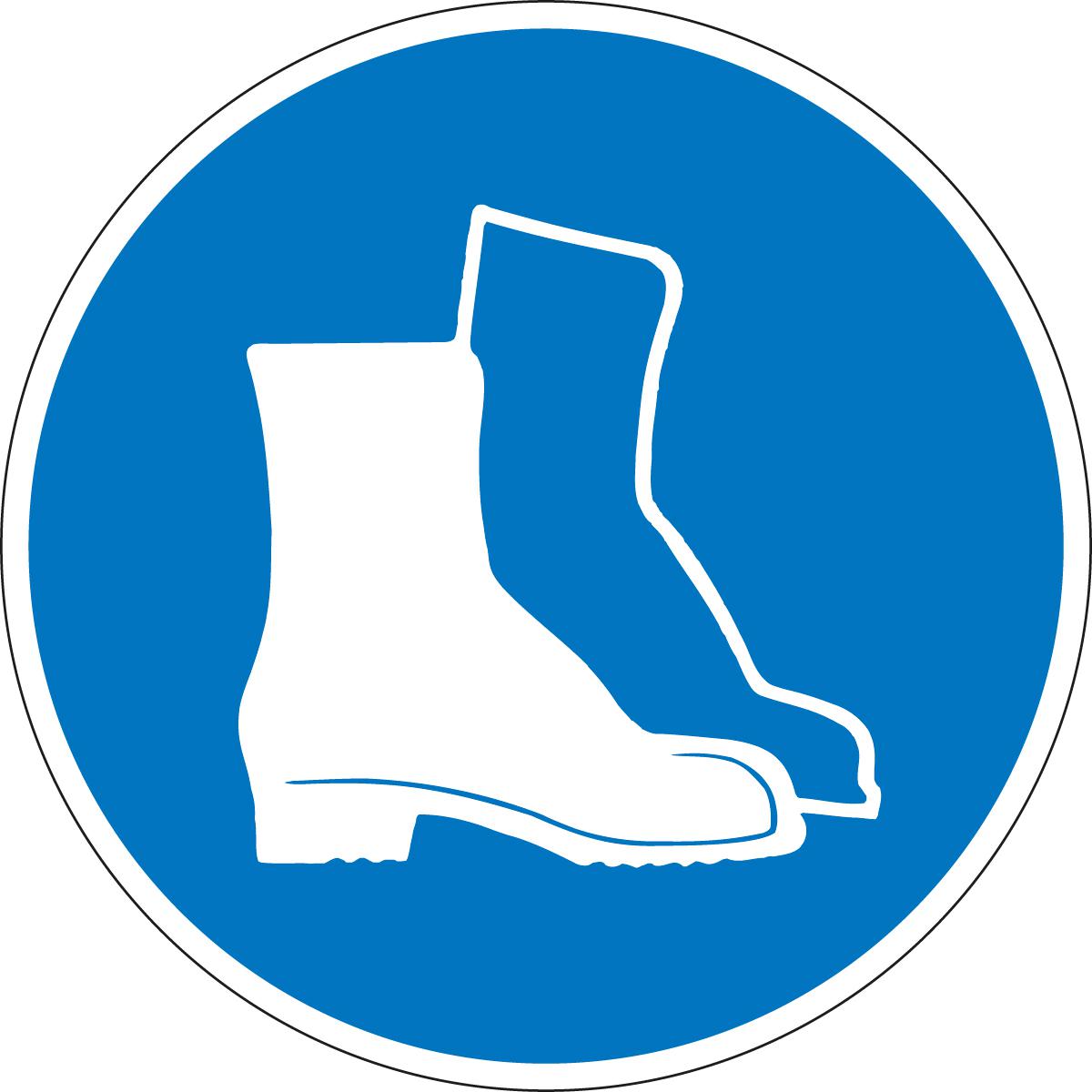 Panneau d'obligation Utiliser un protège-pieds, étiquette  ZOOM