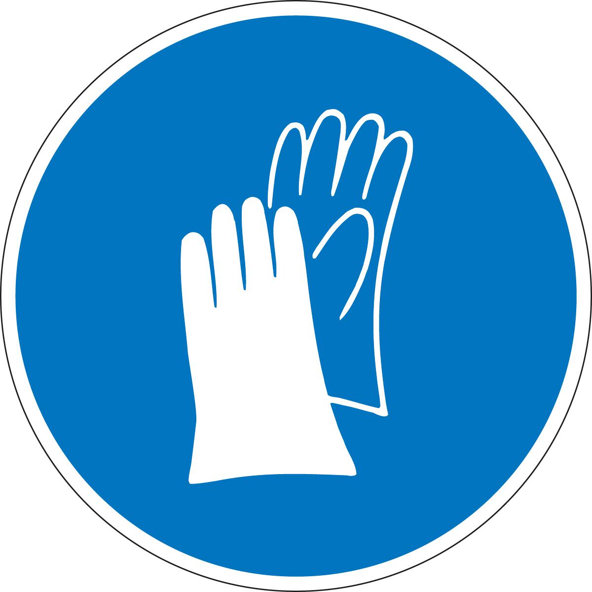 Panneau d'obligation Utiliser une protection des mains, étiquette  ZOOM