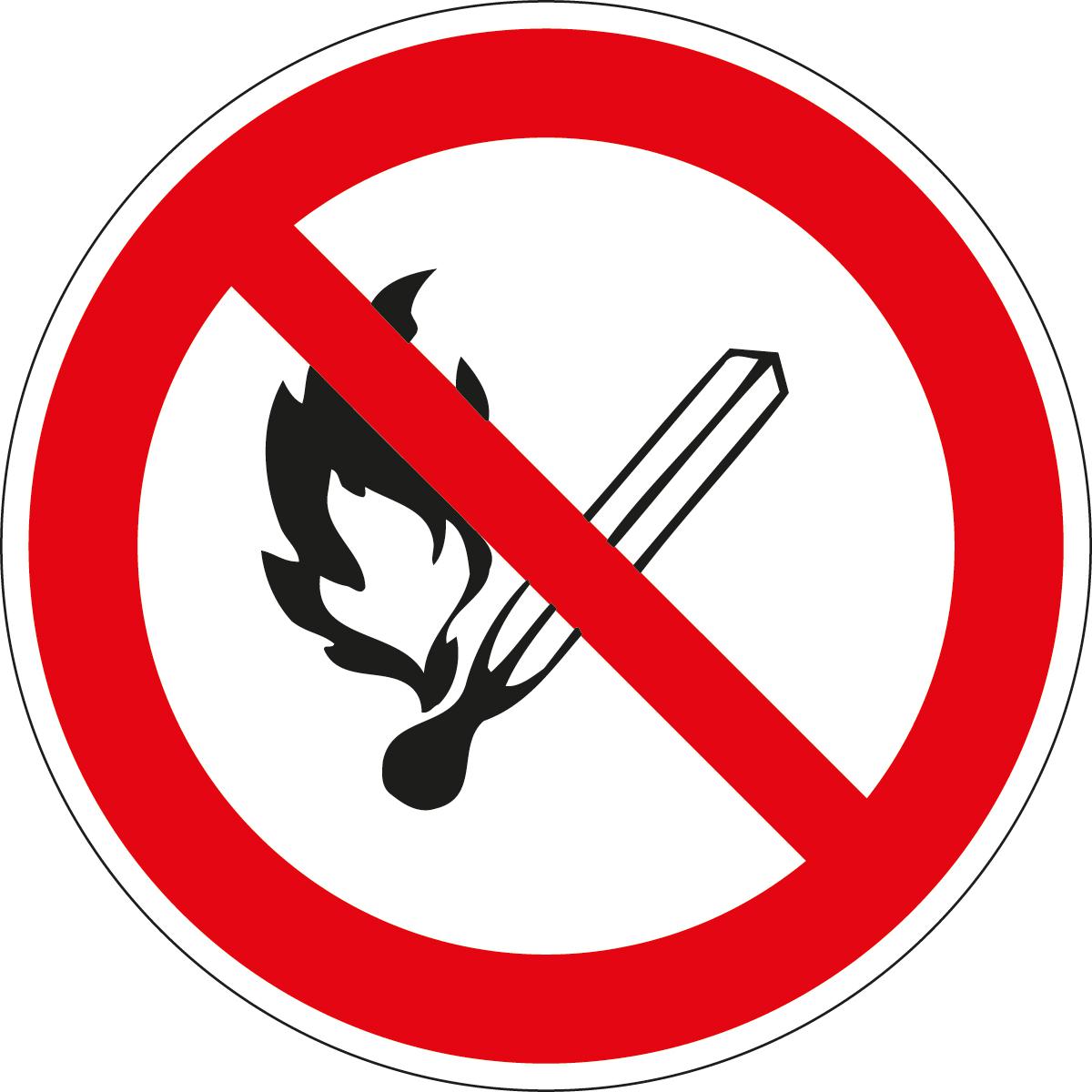 Signe d'interdiction SafetyMarking® Pas de flamme nue, étiquette, à longue postluminescence  ZOOM