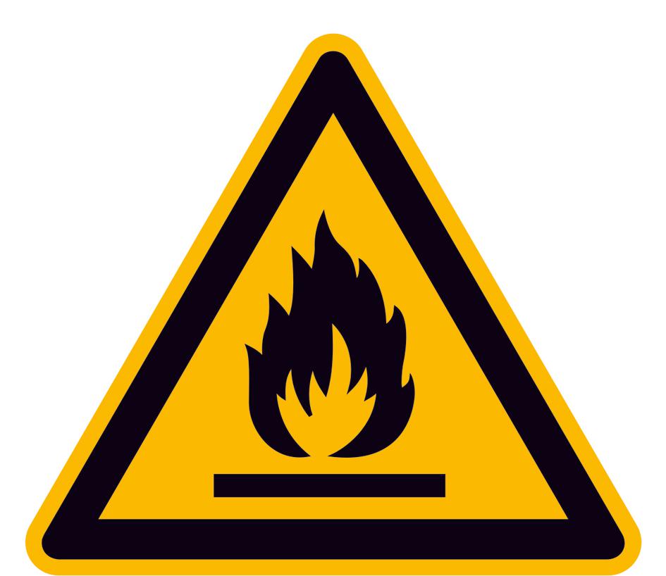 Panneau d'avertissement substances inflammables, étiquette  ZOOM
