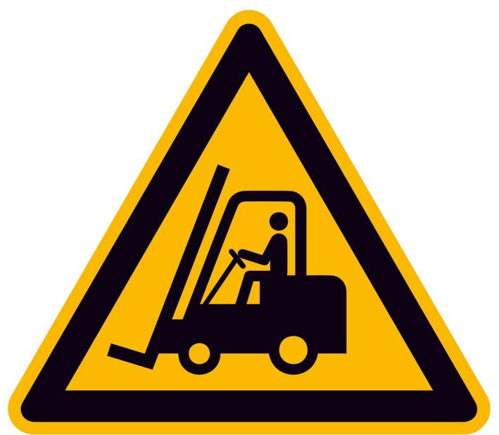 Panneau d'avertissement véhicules de manutention, étiquette  ZOOM