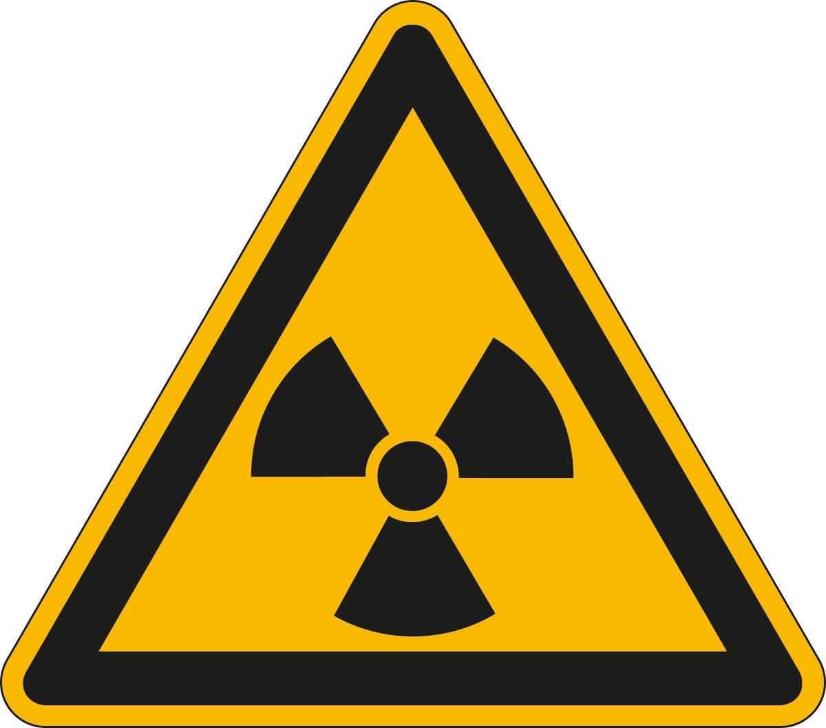 Panneau d'avertissement substances radioactives/ionisantes, étiquette  ZOOM