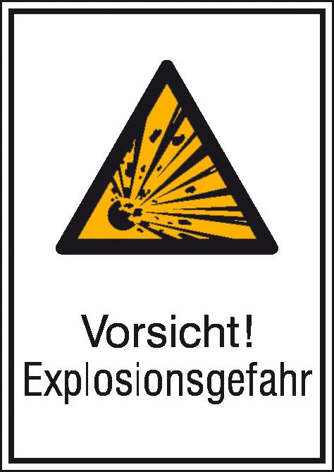 Signe de combinaison d'avertissement "Attention ! Risque d'explosion"., étiquette  ZOOM