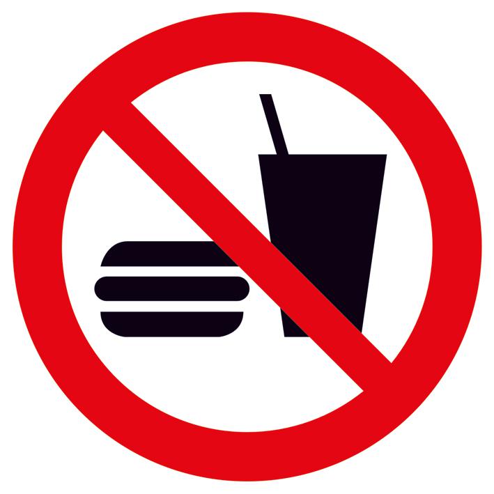 Panneau d'interdiction Interdiction de boire et manger, étiquette, Standard  ZOOM