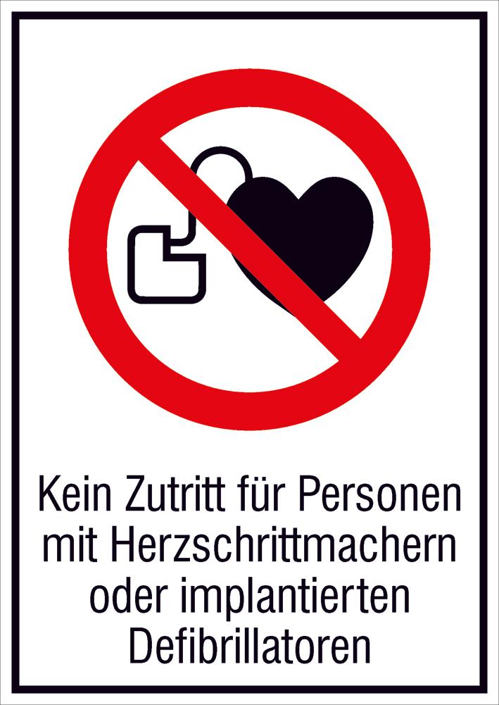 Panneau d'interdiction « Interdit aux personnes porteuses d'un stimulateur cardiaque », panneau d'information, Standard  ZOOM