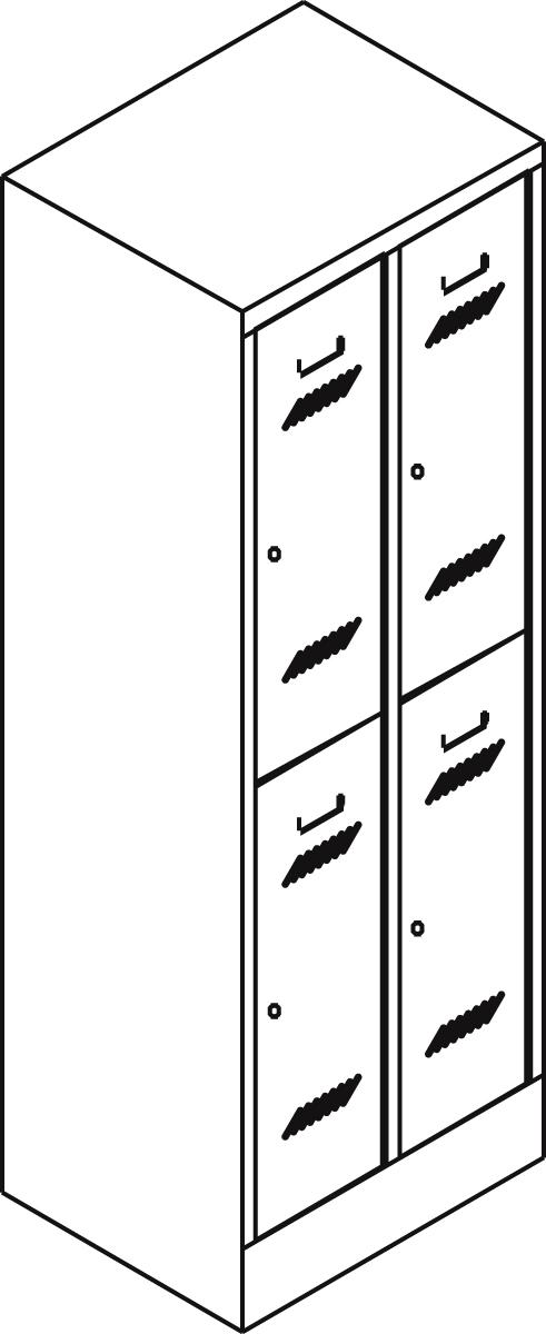 PAVOY Armoire vestiaire à deux niveaux Basis gris clair avec 3x2 compartiments, largeur de compartiment 400 mm  ZOOM