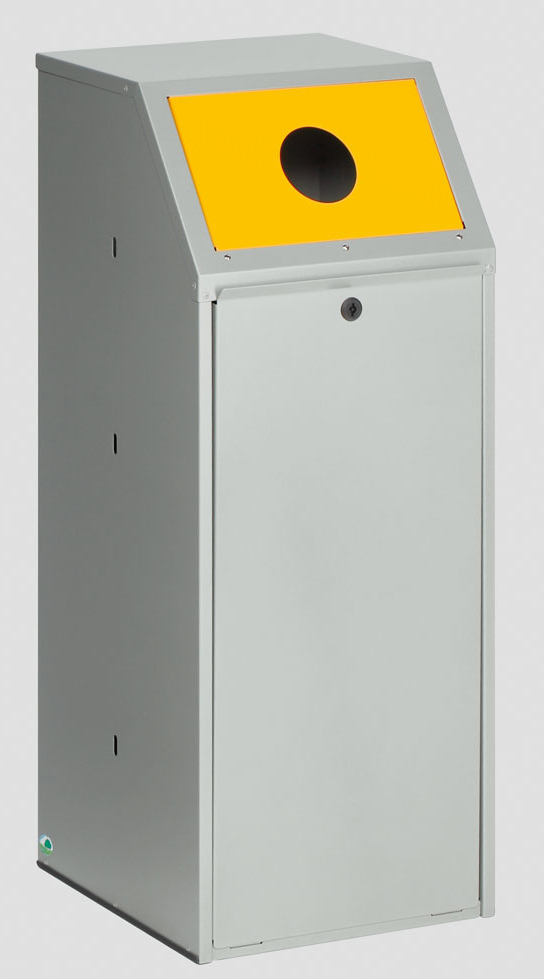 VAR Collecteur de recyclage WSG 69 KTS, 70 l, argent, couvercle RAL1023 jaune signalisation  ZOOM