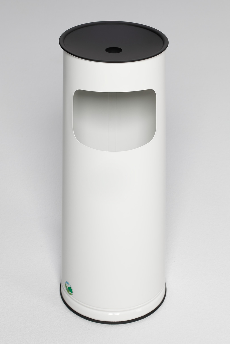VAR Cendrier poubelle H 61 K, RAL9016 blanc signalisation  ZOOM
