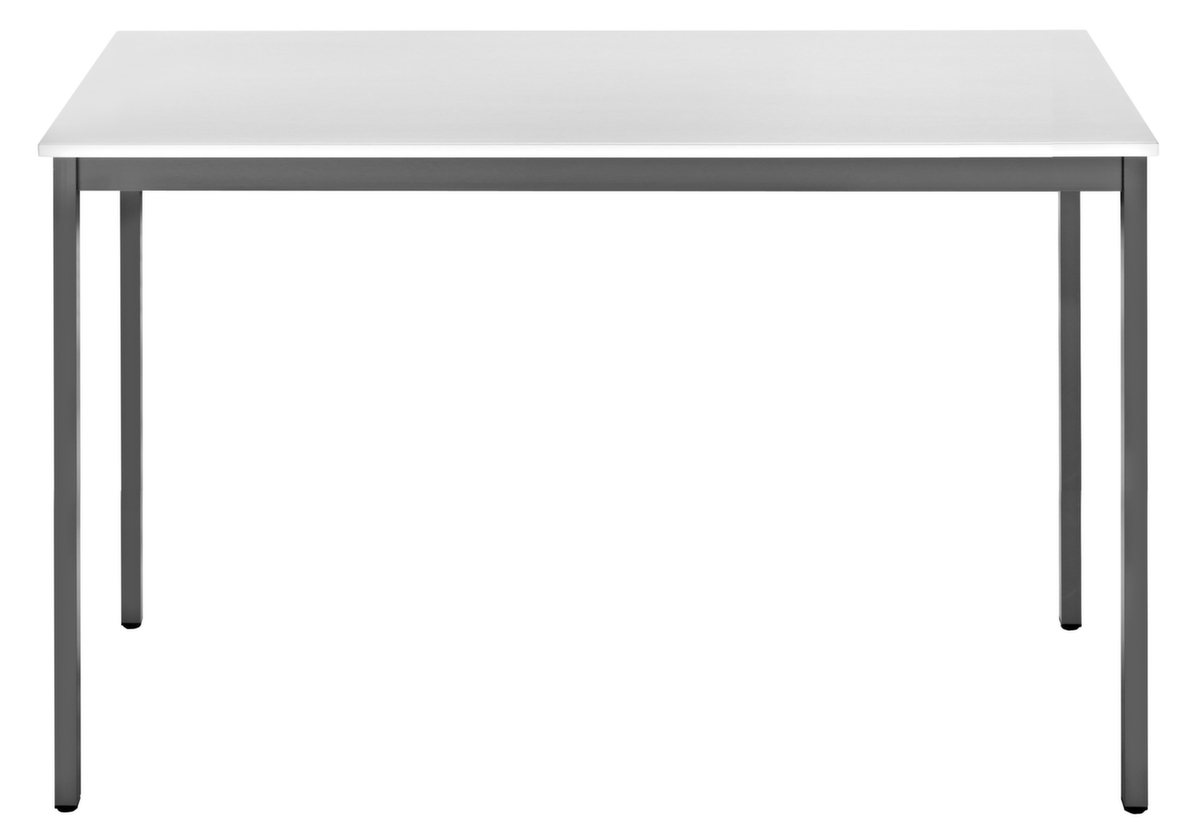 Table polyvalente rectangulaire en tube carré, largeur x profondeur 1200 x 800 mm, panneau gris clair