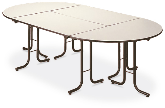 Table pliante quart de rond combinable, Ø 700 mm, panneau cerisier