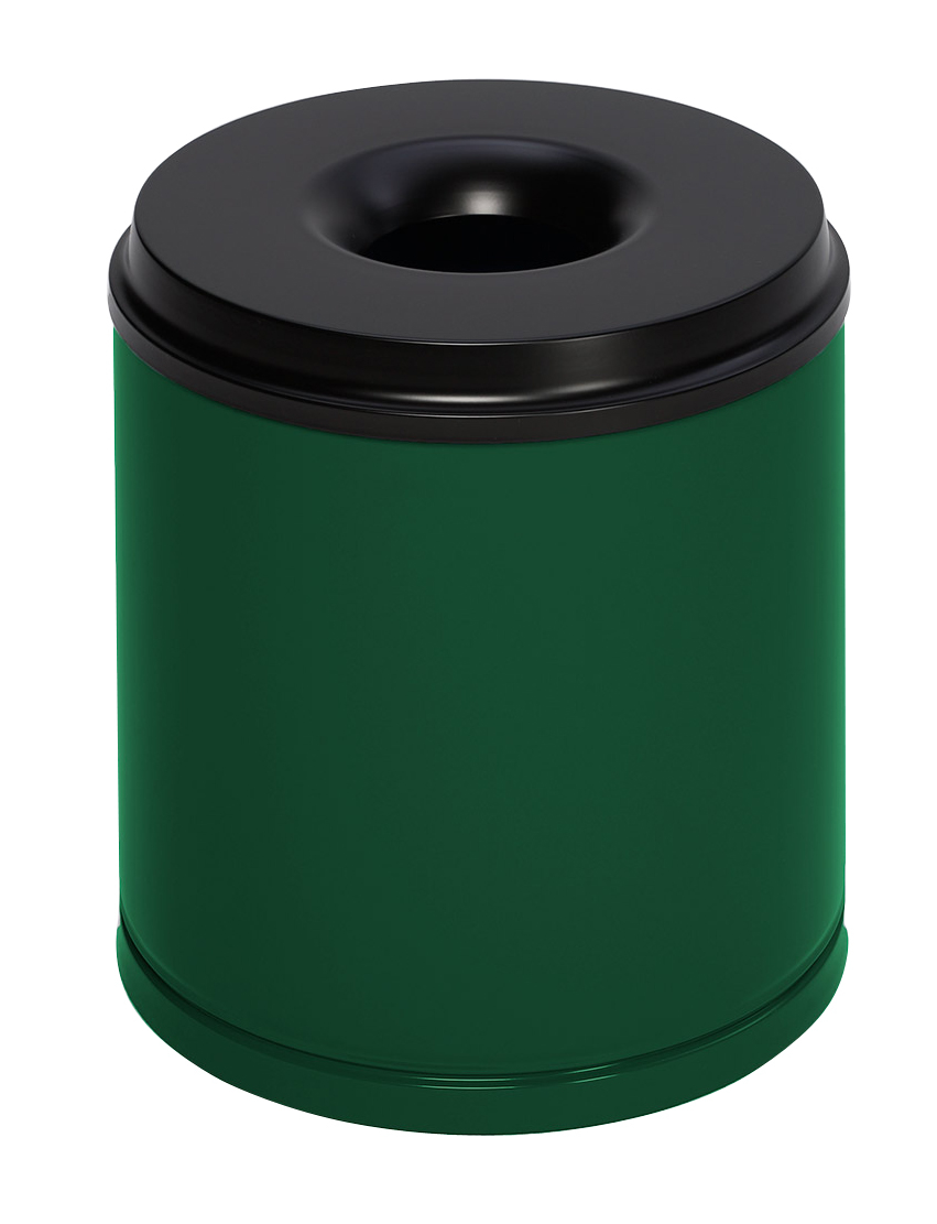 VAR Corbeille à papier avec tête étouffoir, 30 l, RAL6001 vert émeraude, partie supérieure noir  ZOOM