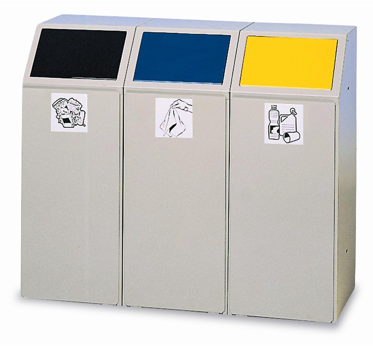 VAR Collecteur de déchets recyclables avec porte d'entrée, 69 l, RAL9016 blanc signalisation, couvercle jaune  ZOOM