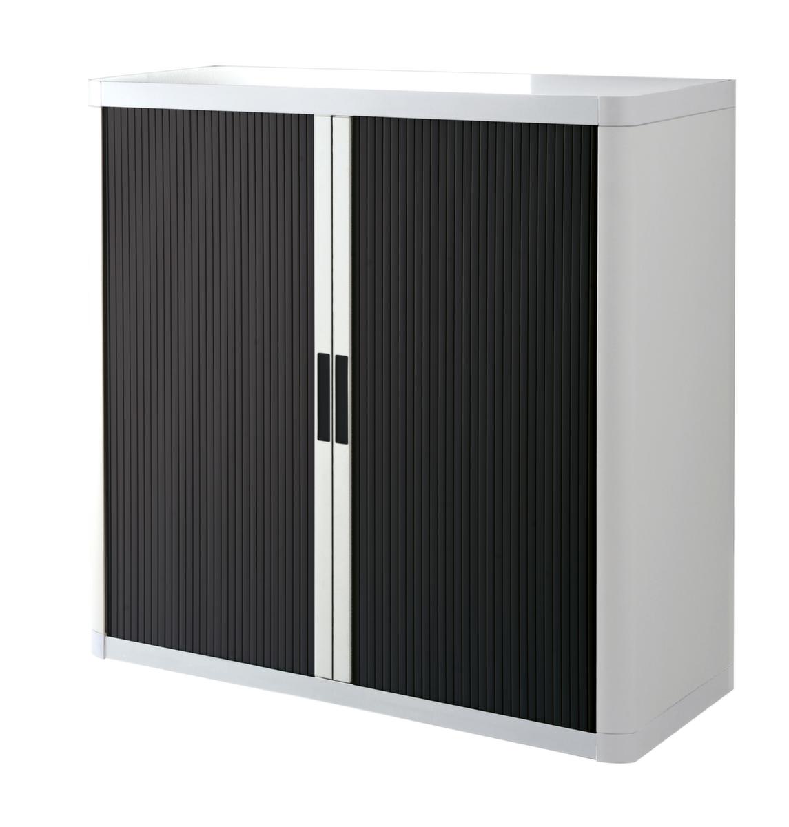 Paperflow Armoire à rideaux transversaux easyOffice®, 2 hauteurs des classeurs, blanc/noir  ZOOM