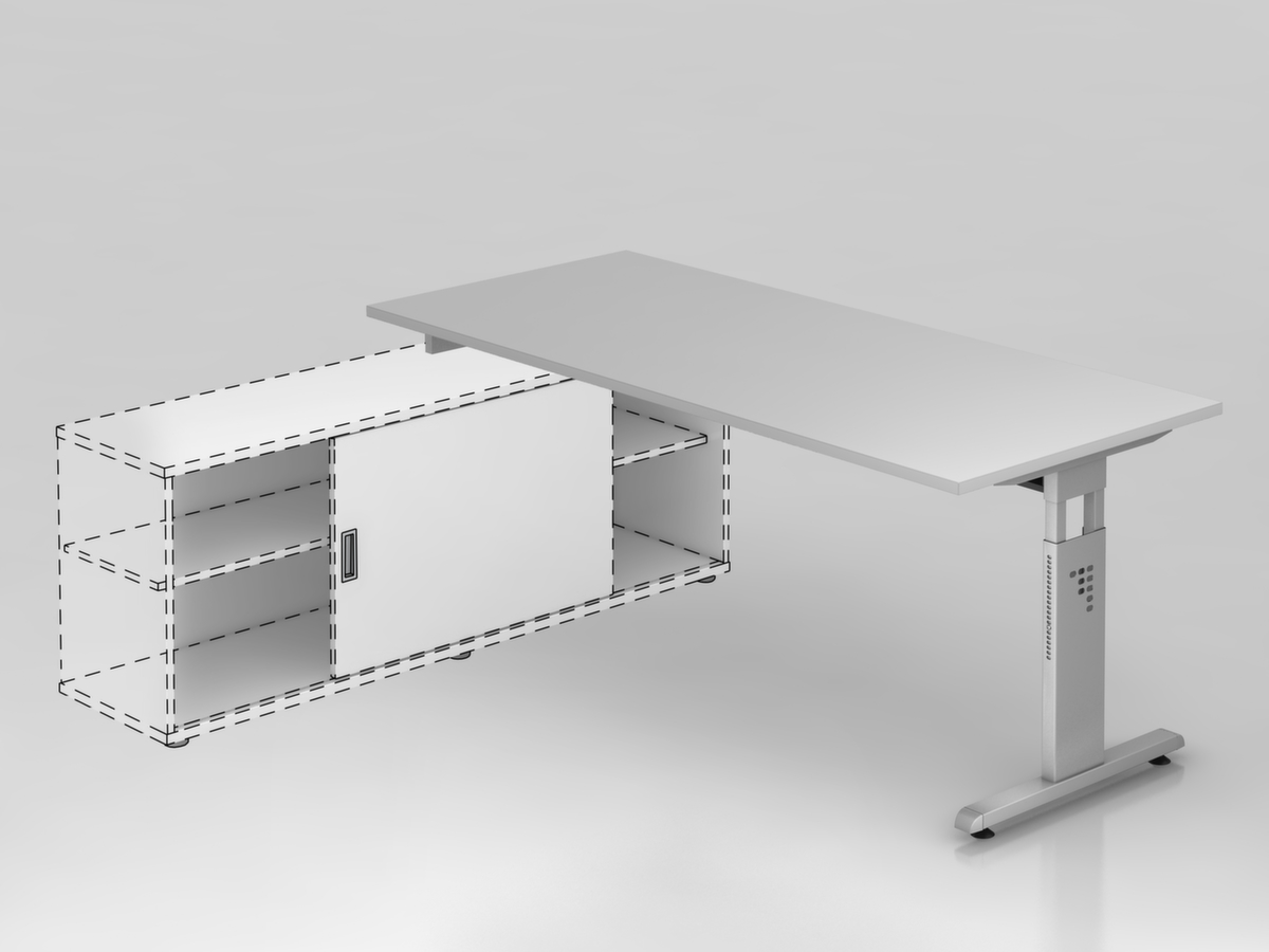 Table de rallonge pour buffet bas, largeur x profondeur 1800 x 800 mm, plaque gris